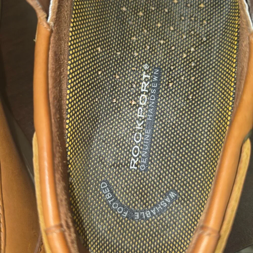 Rockport Genuine Handsewn Boat Shoes Men's 10.5M Brown Leather Moc Toe Casual